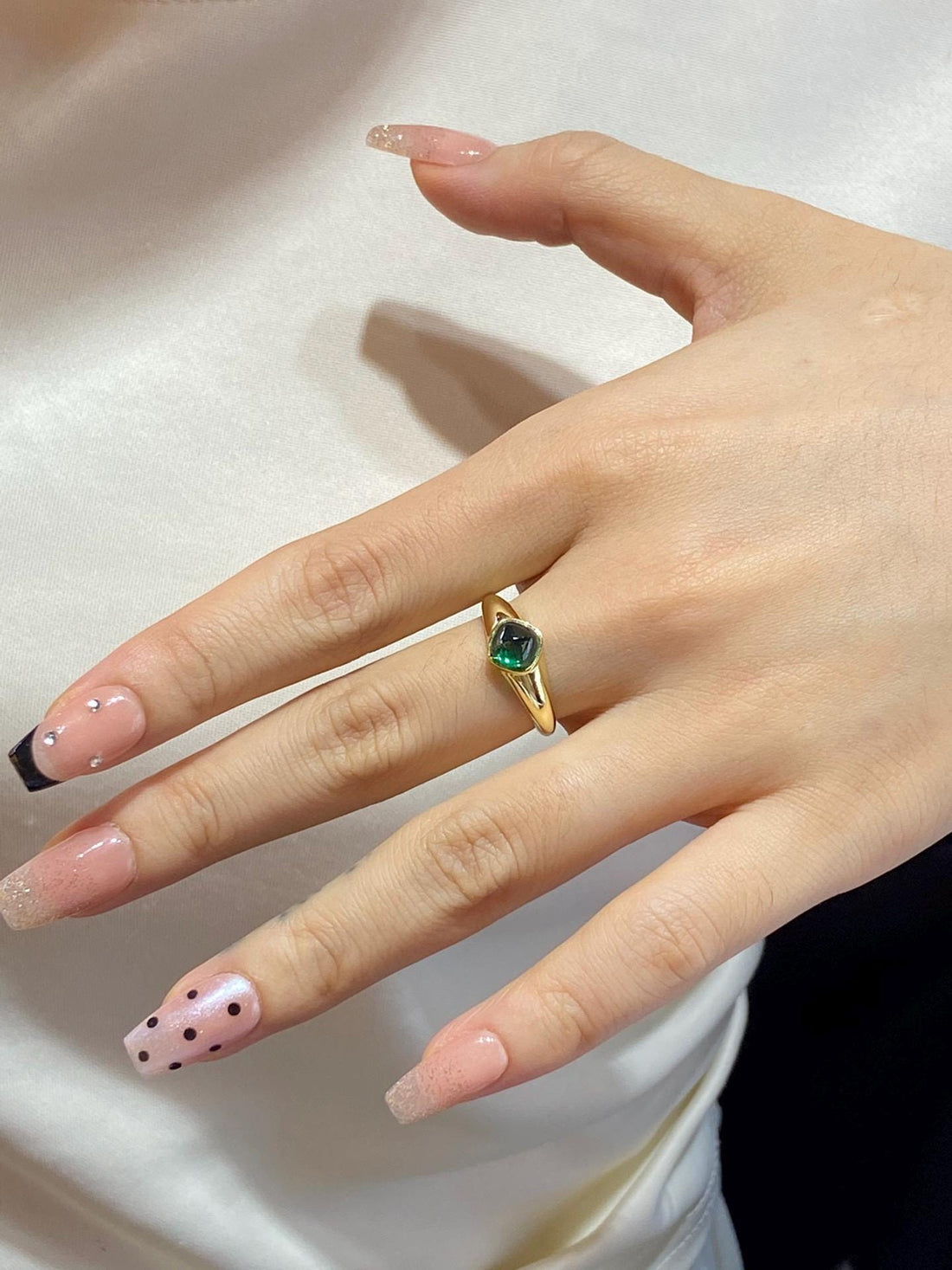 Green With Promise — Cushion Emerald Bypass Ring · Gold