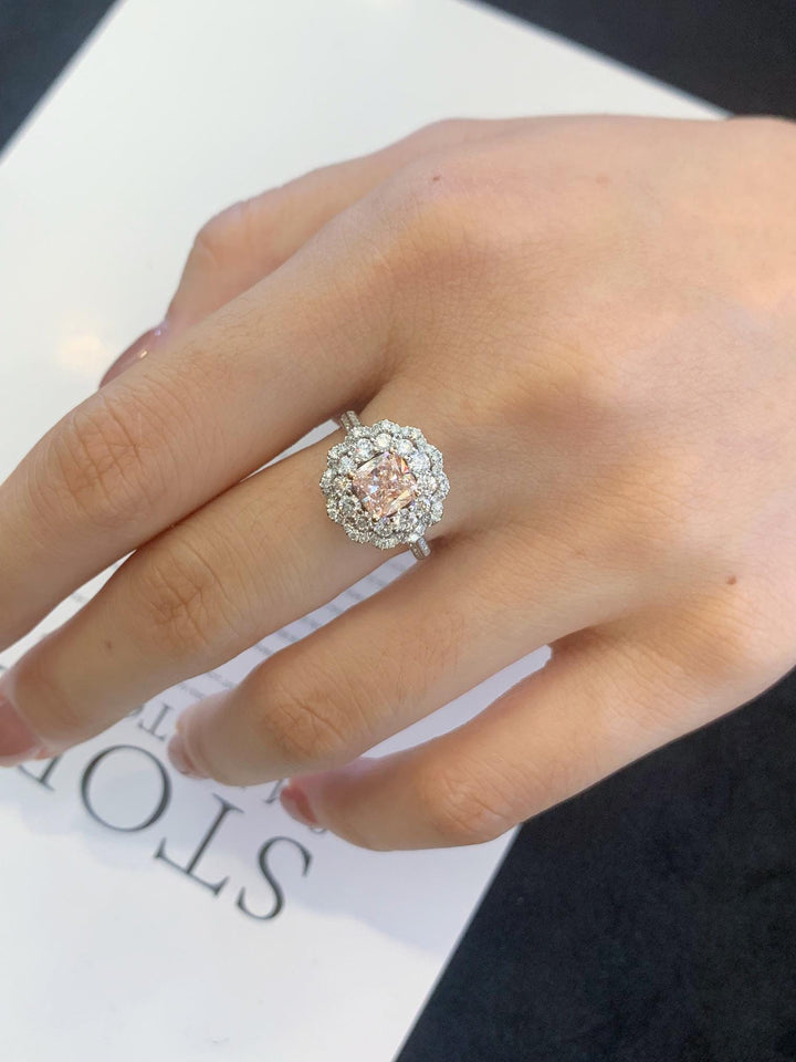 Softness with Substance — Cushion Halo Diamond Ring · 14K White Gold