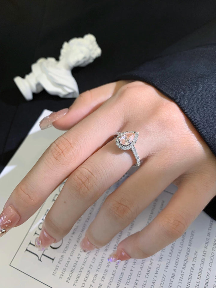 Soft Power — Pink Diamond Cushion Cut Pavé Halo Ring · White Gold