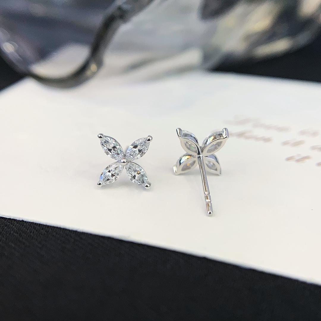 Wear a Bloom — Marquise Diamond Flower Studs · Silver or Gold