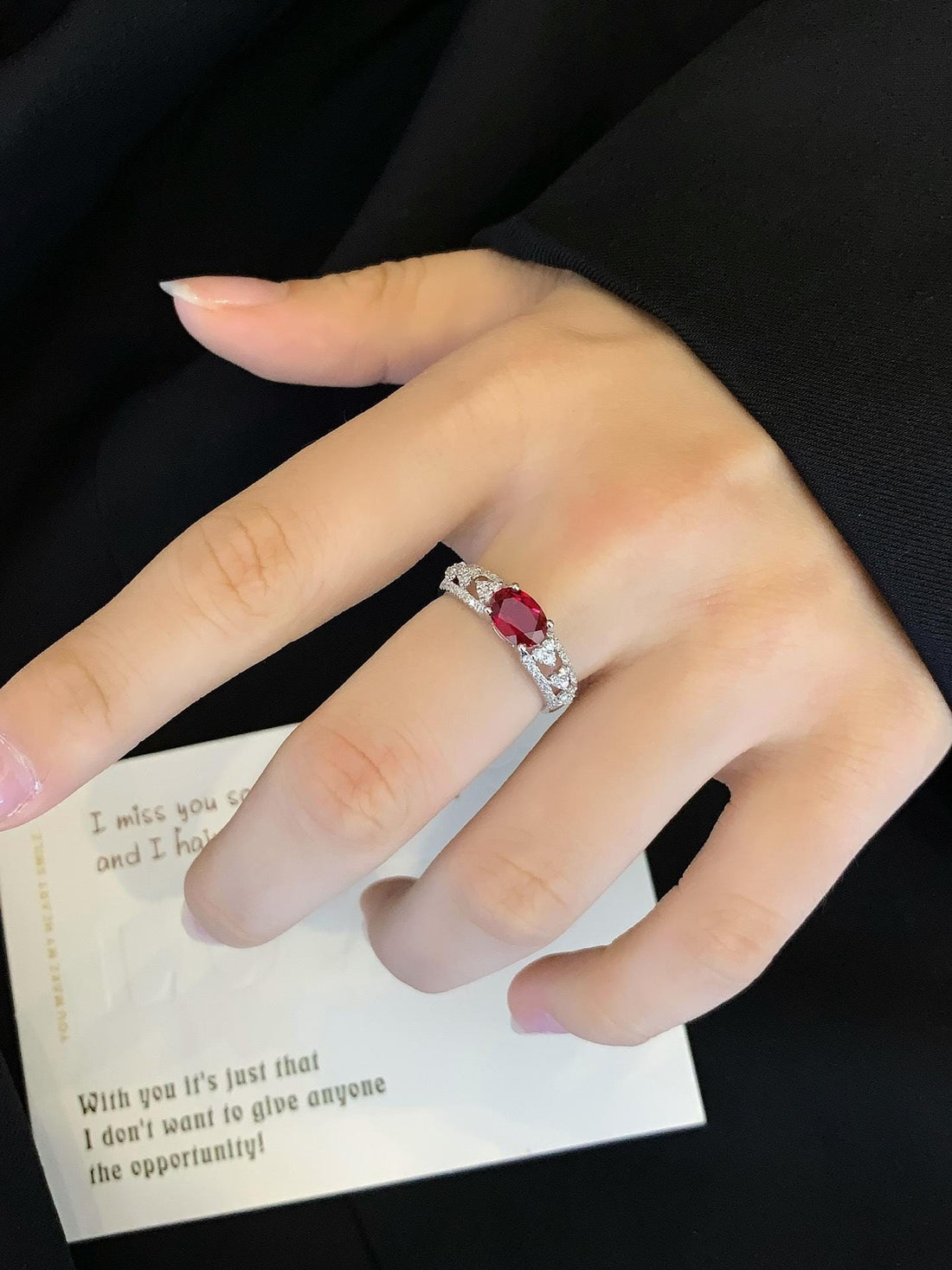 Forever in Ruby — Oval Ruby Infinity Band Ring · 14K White Gold