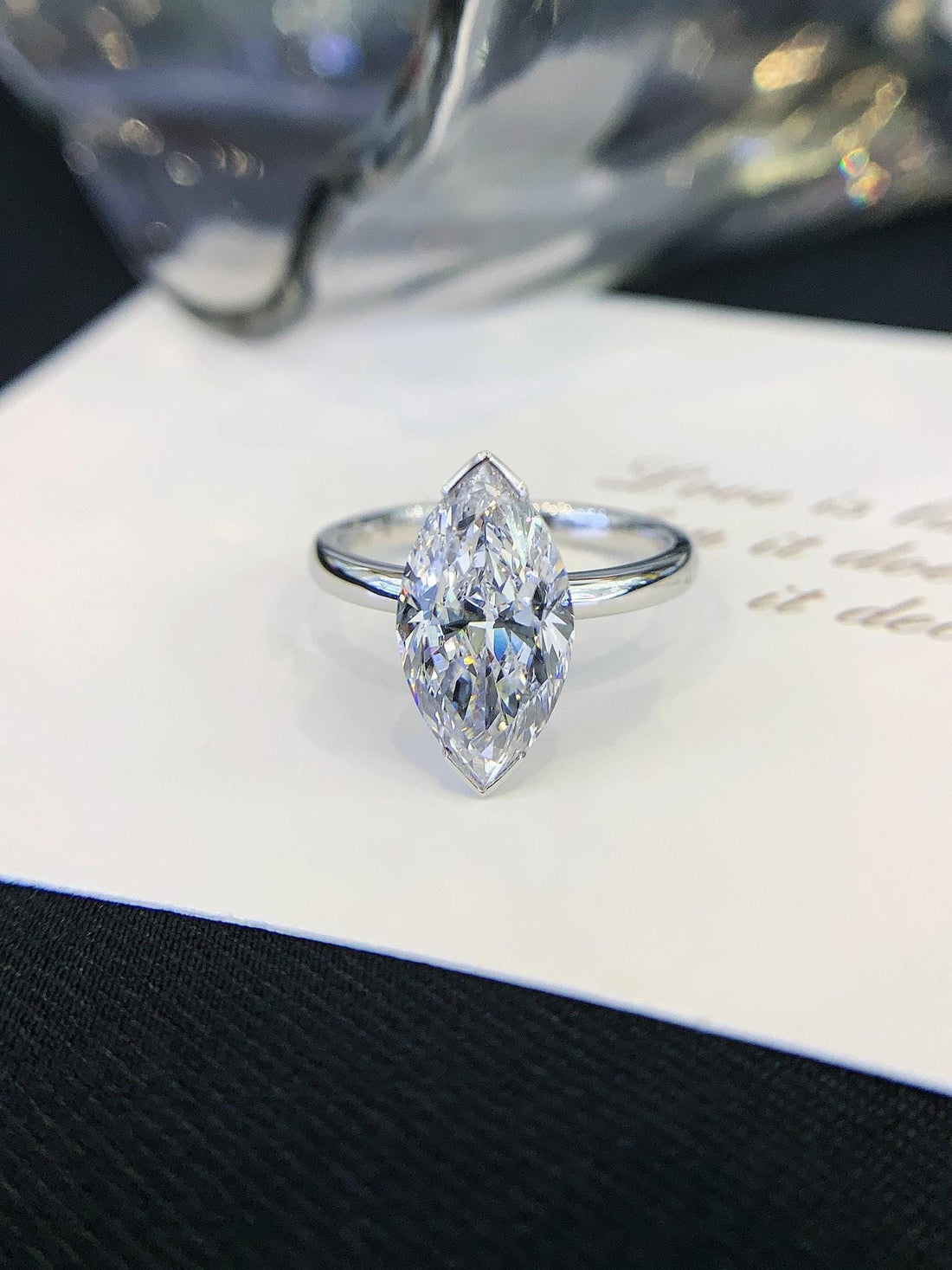 The Elongated Beauty — Marquise Solitaire Engagement Ring · 14K White Gold