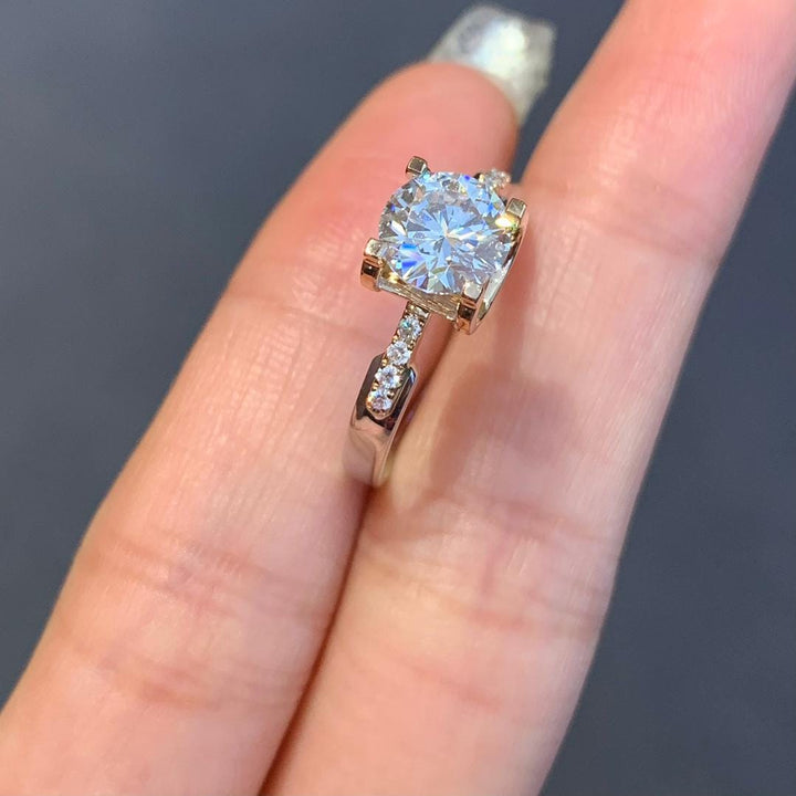 The Solitaire, With Company — Diamond Ring · 14K White Gold with Accent Stones