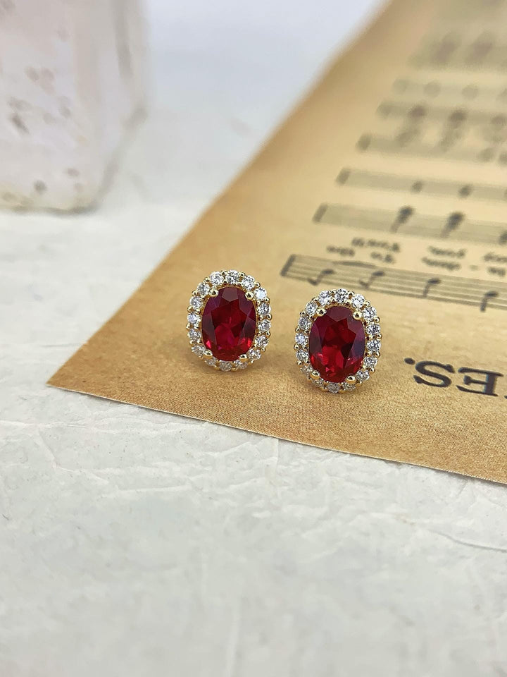 The Bridal Stud — Diamond Cluster Earrings · 14K Gold Wide Band