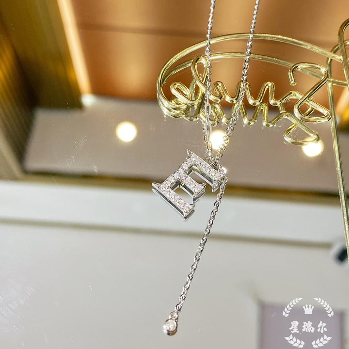 F, in Diamonds — Pavé Initial F Pendant Necklace