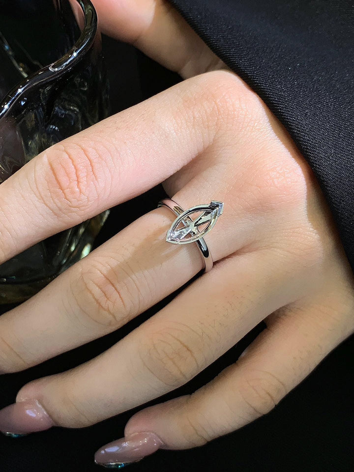 Sharp, Brilliant, Hers — Marquise Diamond Ring · 14K White Gold Minimalist