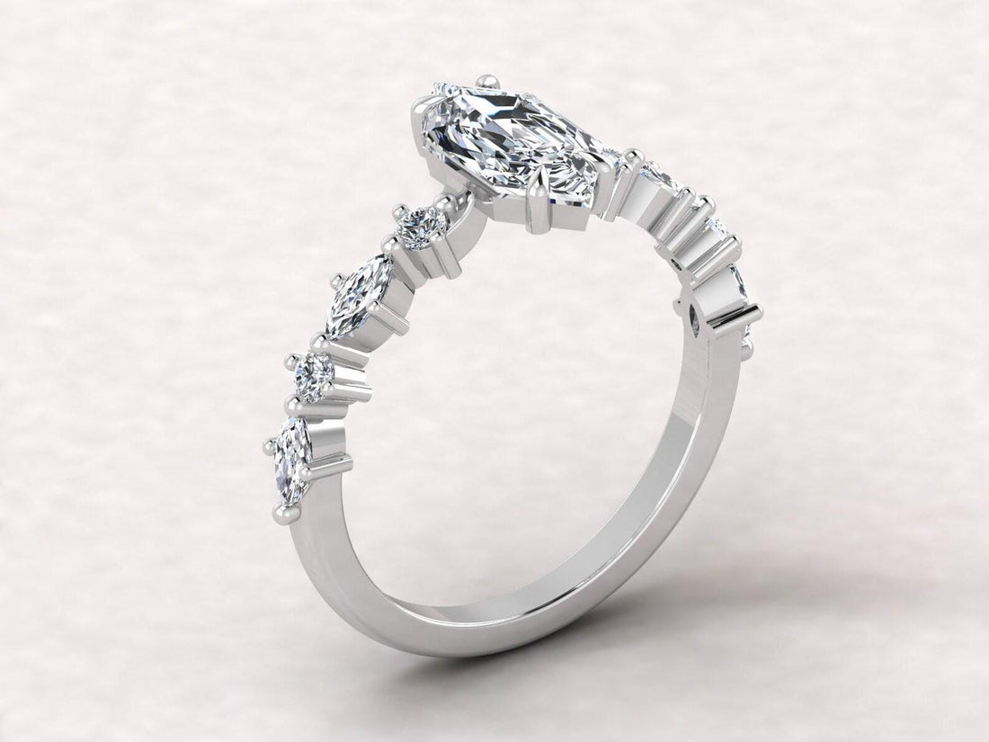 Cool, Confident, Hers — Marquise Diamond Ring · 14K White Gold