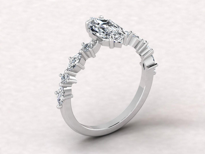 Cool, Confident, Hers — Marquise Diamond Ring · 14K White Gold