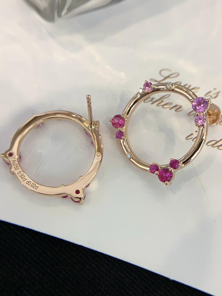 The Pink That Elevates — Pink Sapphire Diamond Hoops · 18K Gold