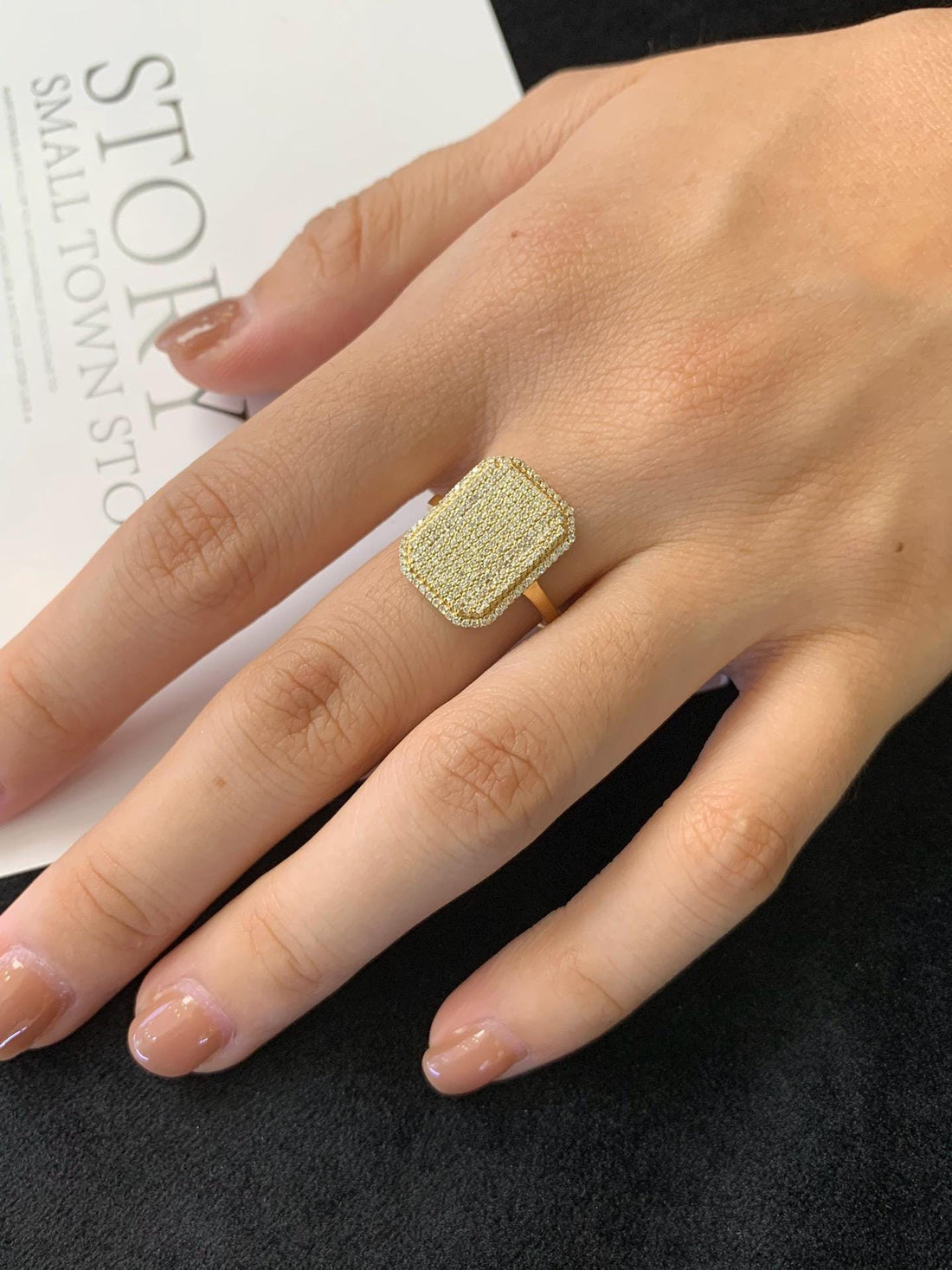 Geometry Is the New Glamour — Pavé Diamond Statement Ring · 14K Yellow Gold