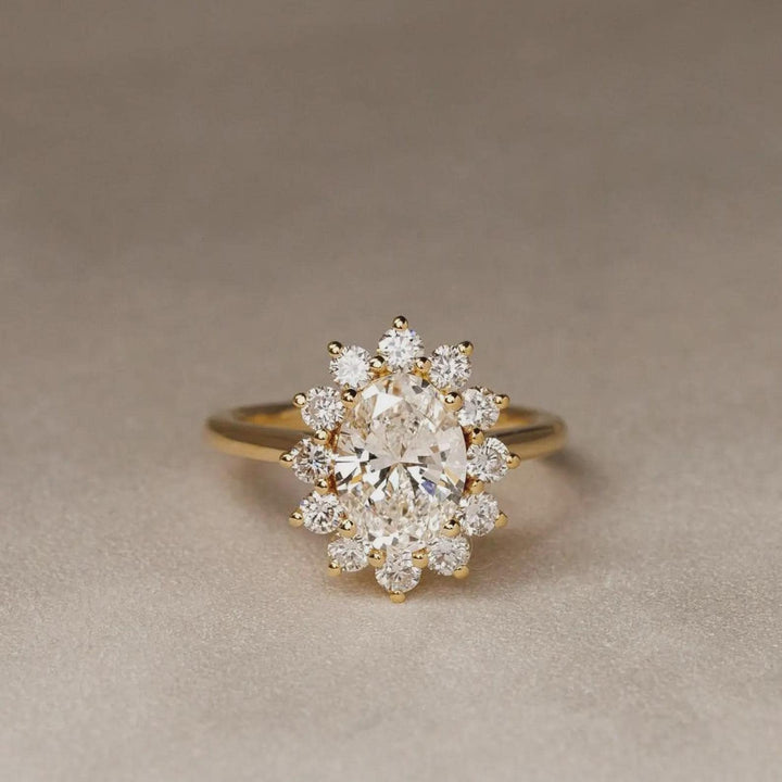The Gold Standard — Oval Halo Engagement Ring · 14K Yellow Gold