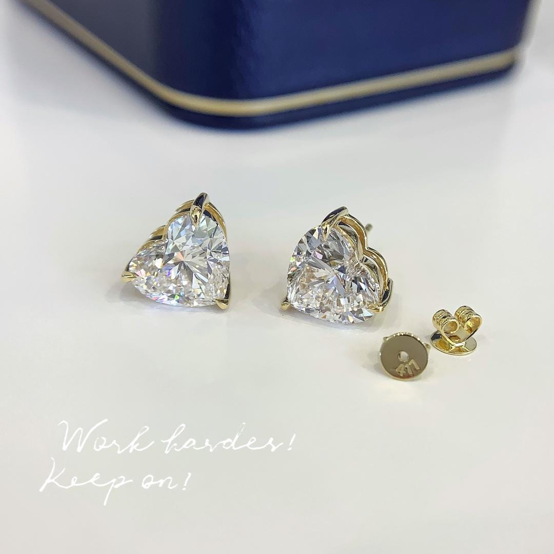 Wear Your Heart — Yellow Gold Heart CZ Studs
