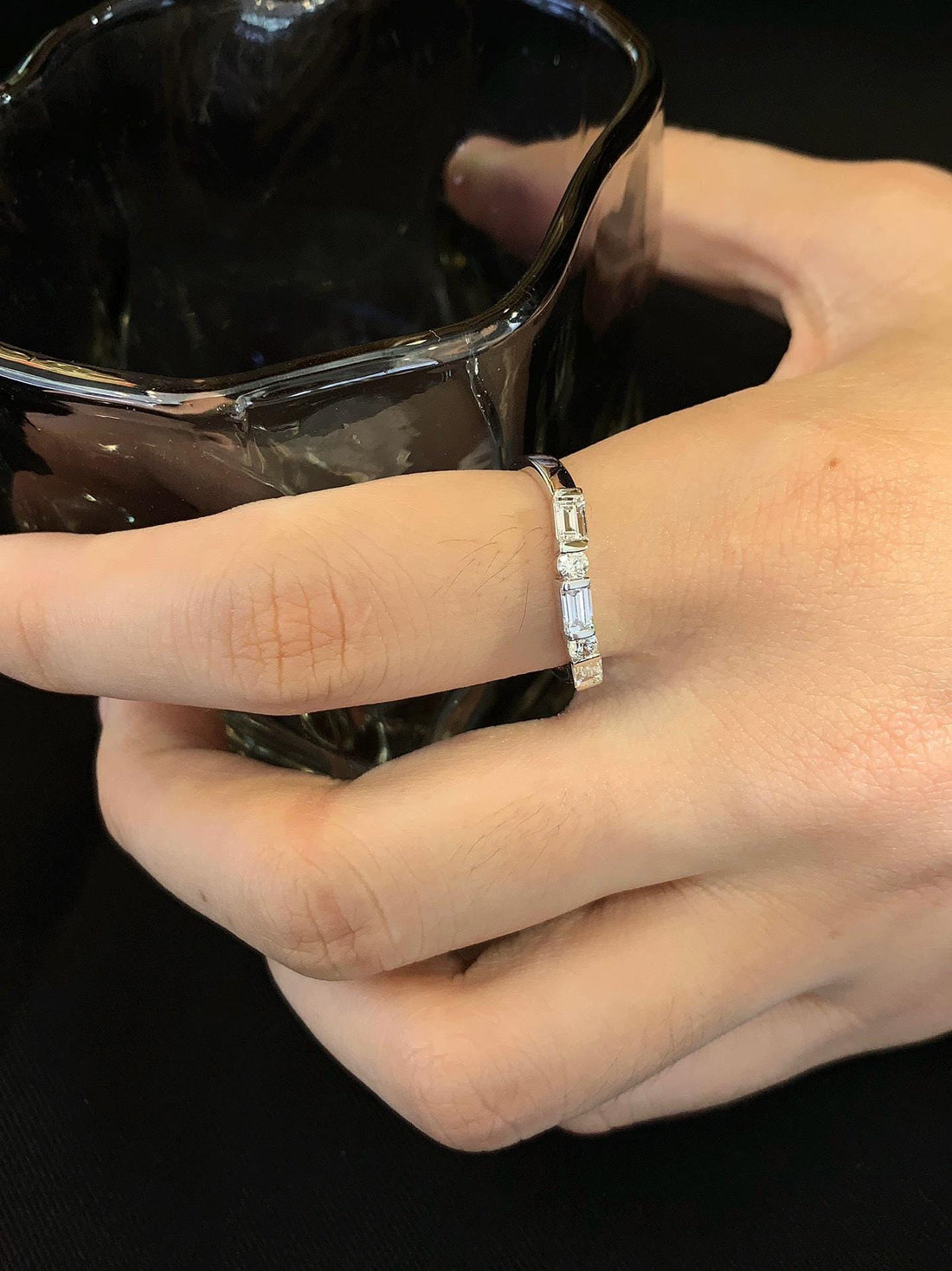 Stack It, Own It — Emerald Cut Diamond Stackable Band · 14K White Gold