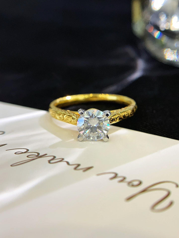 A Ring With Memory — Engraved Diamond Solitaire · Vintage Yellow Gold