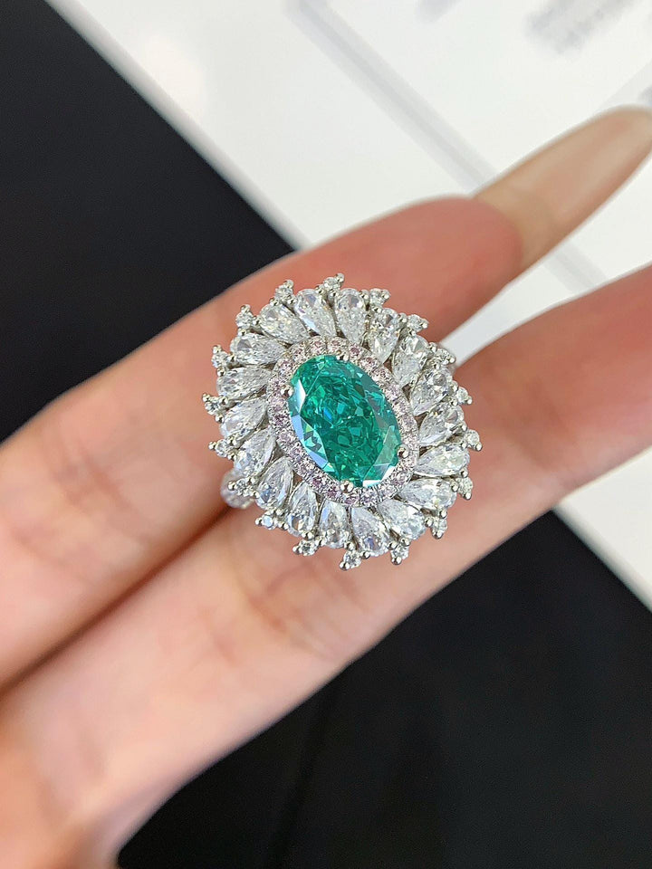 Green with Intention — Oval Emerald Marquise Cluster Ring