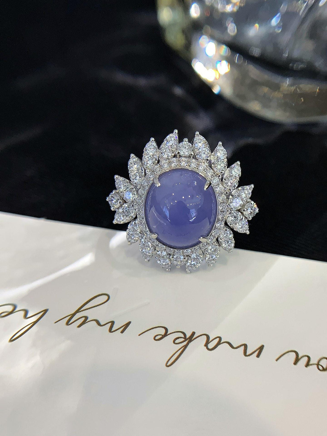 The Cocktail Ring You'll Never Retire — Lavender Chalcedony Halo · 14K White Gold