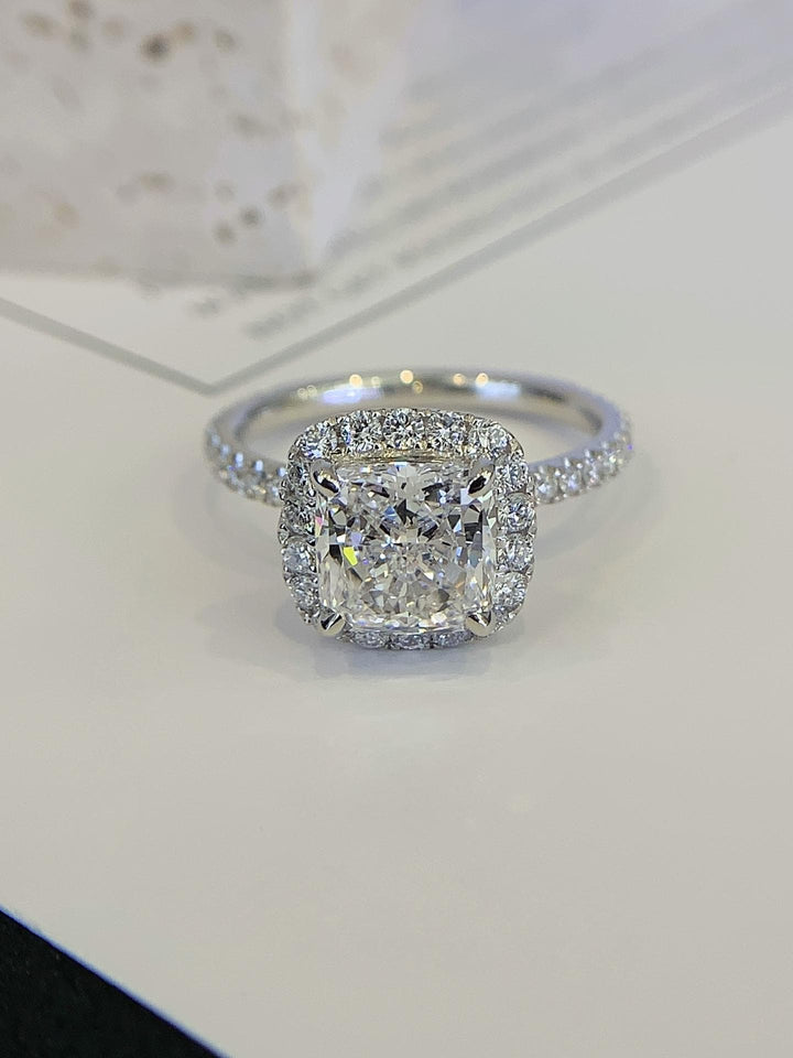 The Secret That Makes It Brilliant — Cushion Hidden Halo Ring · White Gold