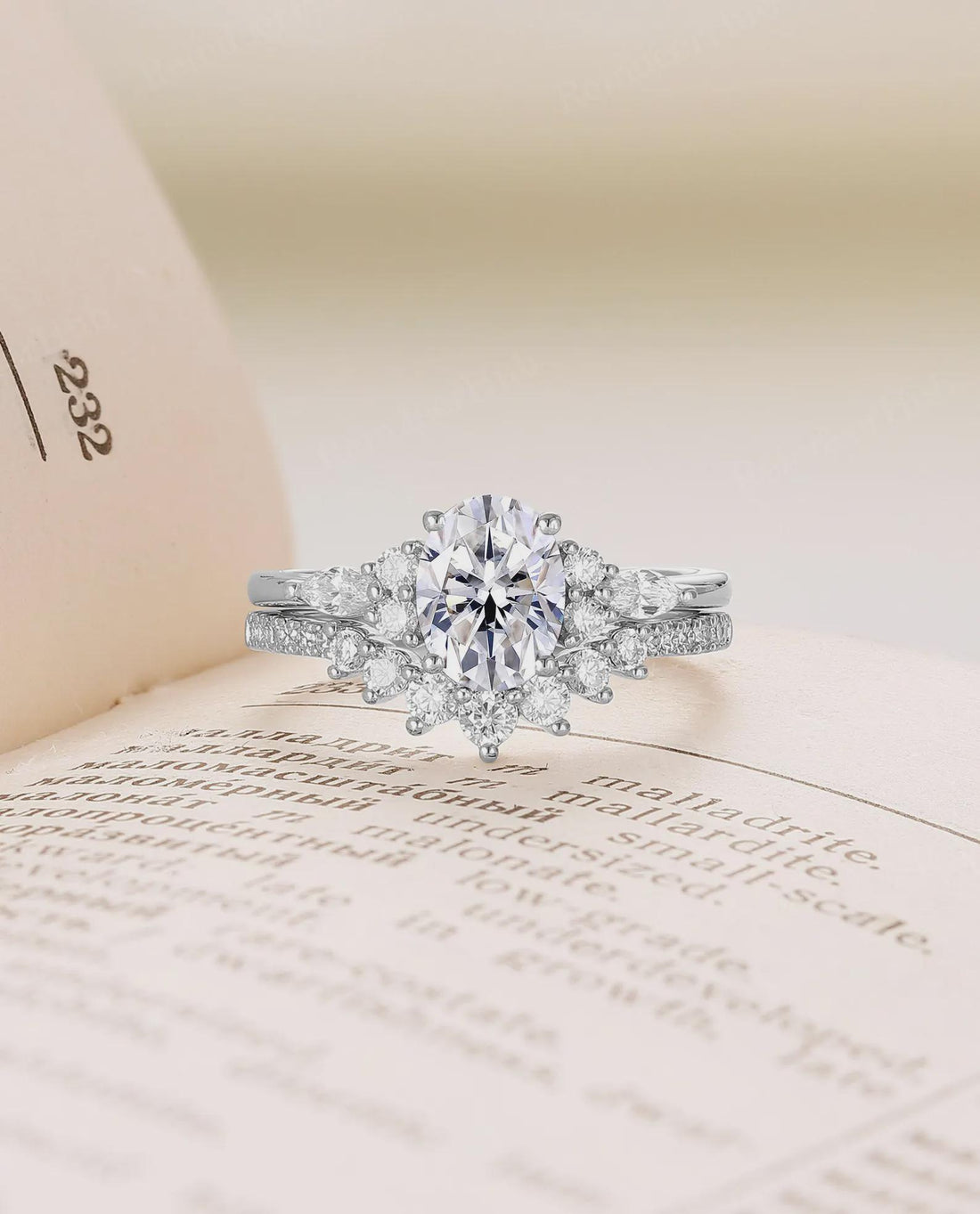 The Complete Story — Oval Halo Bridal Ring Set · Rose Gold