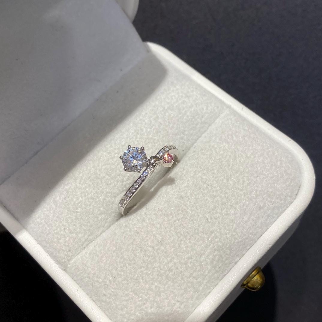 Something Pink, Something Perfect — Toi et Moi Bypass Ring · Pink Stone & Diamond
