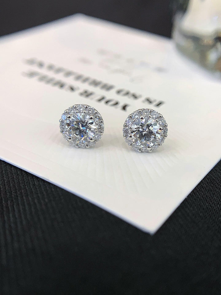Bridal Brilliant — Diamond Halo Studs · 925 Silver