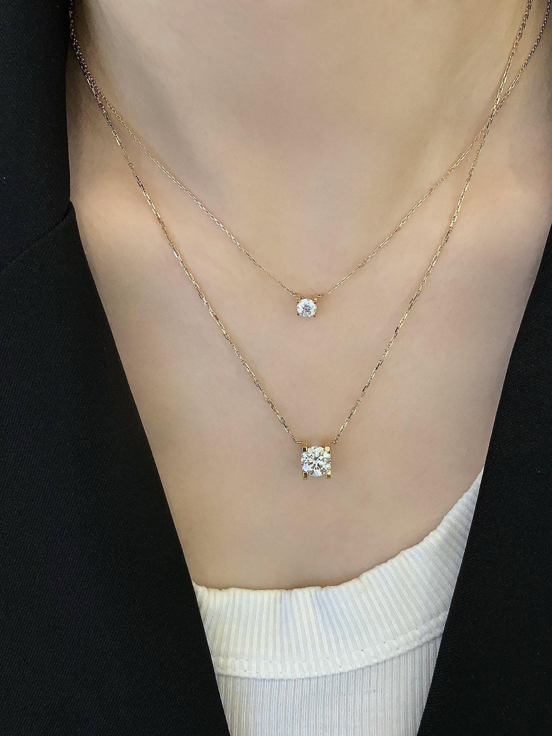 Stack the Light — Layered CVD Diamond Necklace · Minimalist Gold
