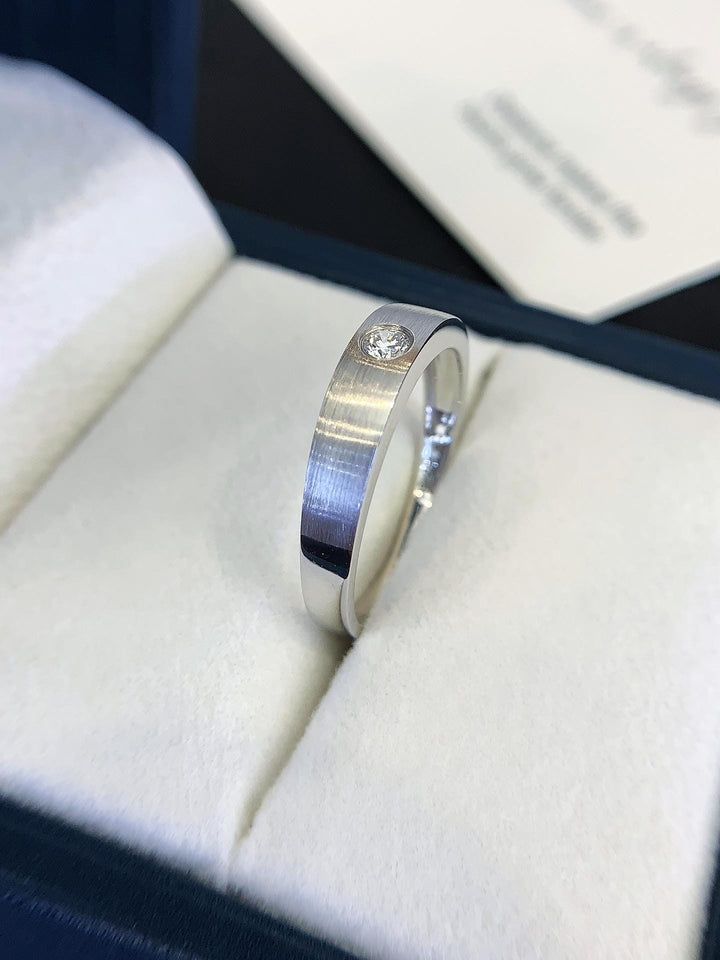 For Both of You — Minimalist Diamond Band · 14K White Gold Unisex