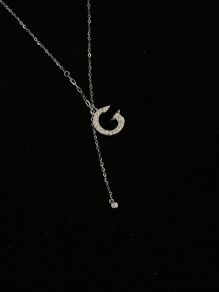 G, Worn Daily — Diamond Lariat Initial G Necklace · Minimal