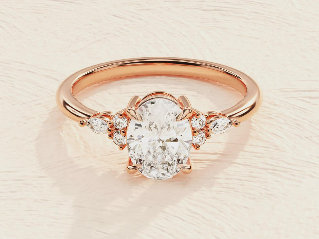 More Light, More Moment — Oval Diamond Side Stone Ring · Yellow Gold