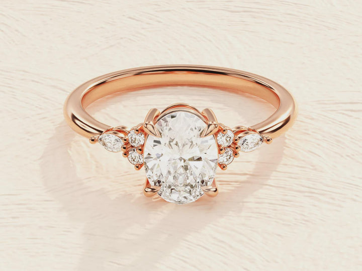 More Light, More Moment — Oval Diamond Side Stone Ring · Yellow Gold