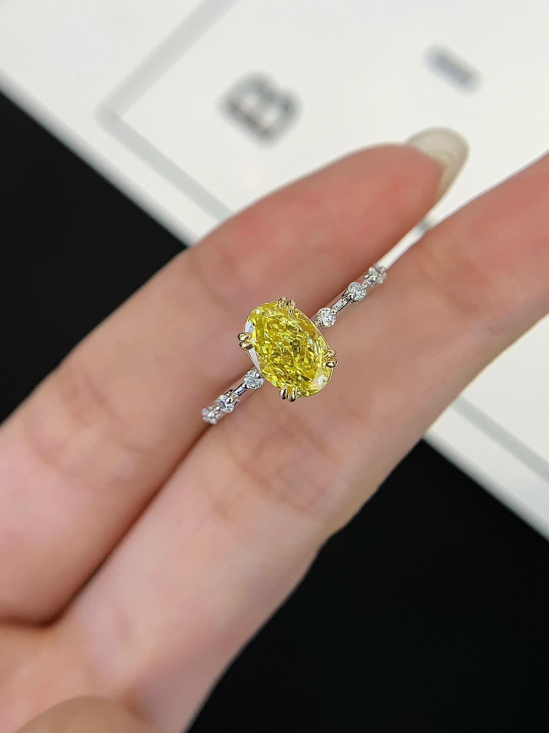 Rare Color, Rare Love — Oval Yellow Diamond Ring · Two-Tone Gold