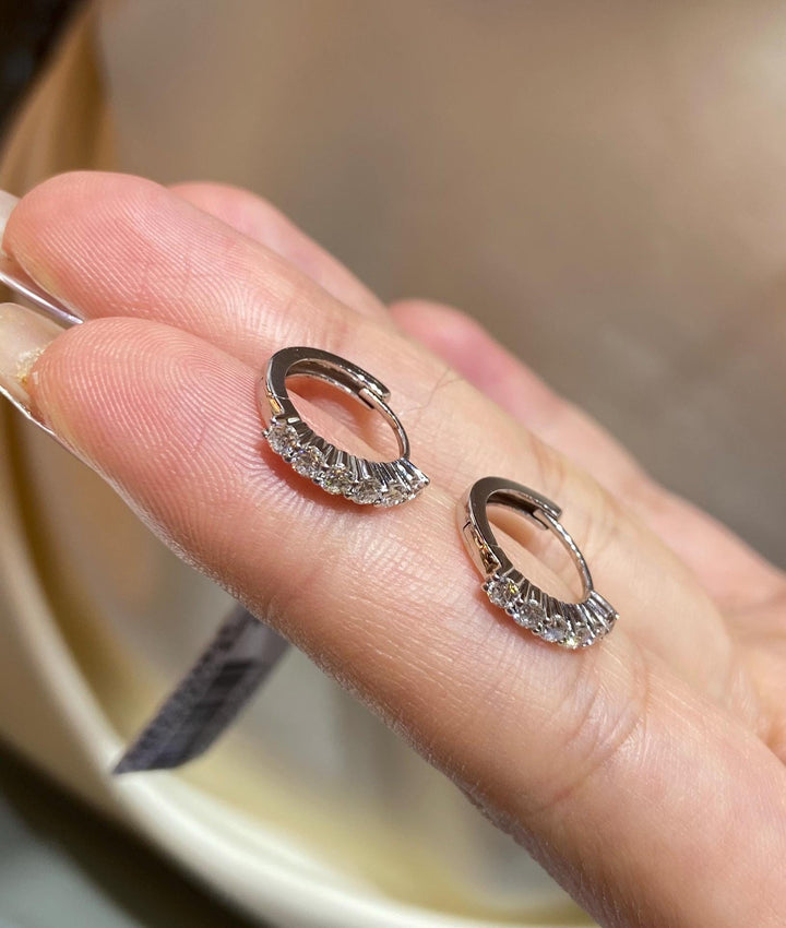 Baguette Hugs — Dainty CZ Baguette Huggie Hoops · Sterling Silver