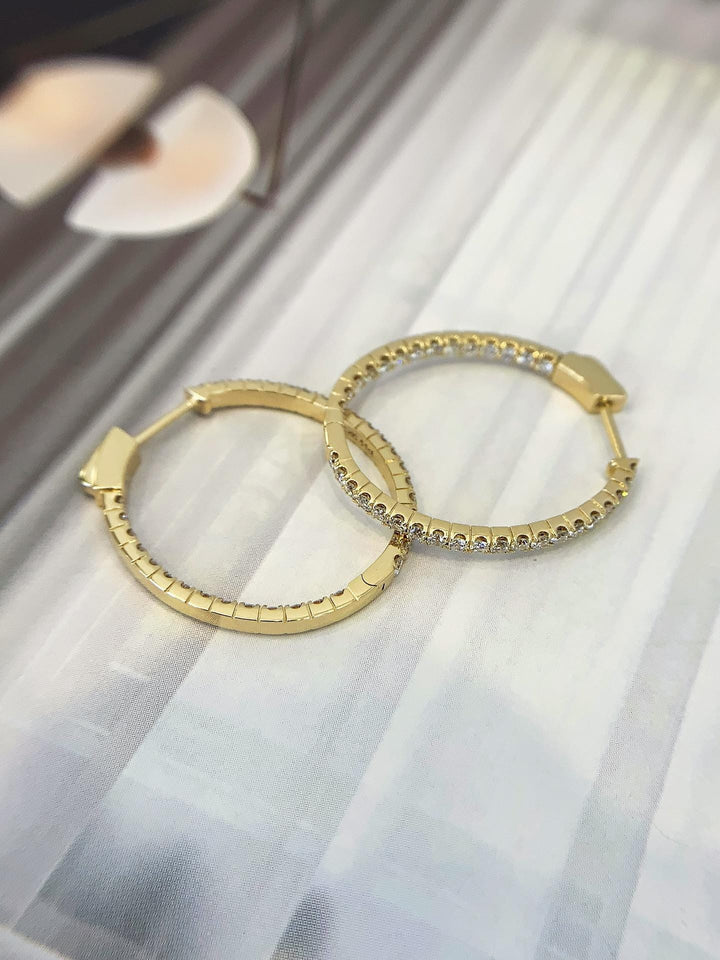 The Hoop That Goes With Everything — Dainty CZ Diamond Hoops · Gold