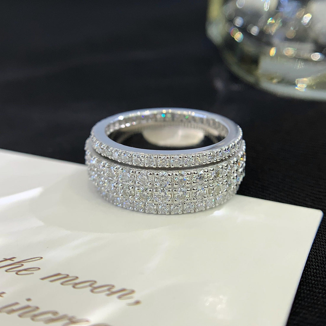 Bold and Brilliant — Diamond Pavé Wide Band Ring · 925 Silver