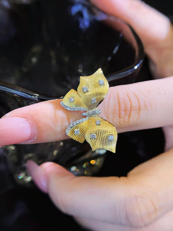 She's the One Who Flies — Butterfly Diamond Ring · 14K Yellow Gold
