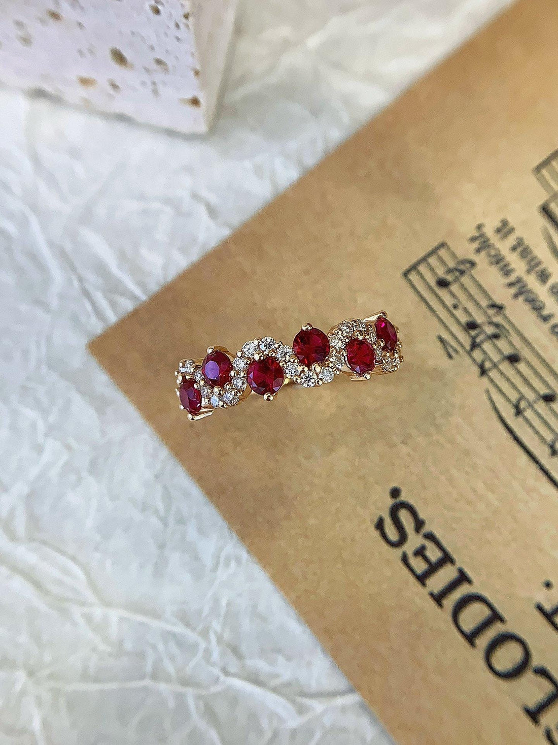 Mark Every Year — Lab Ruby & Diamond Half Eternity Band · 14K Gold