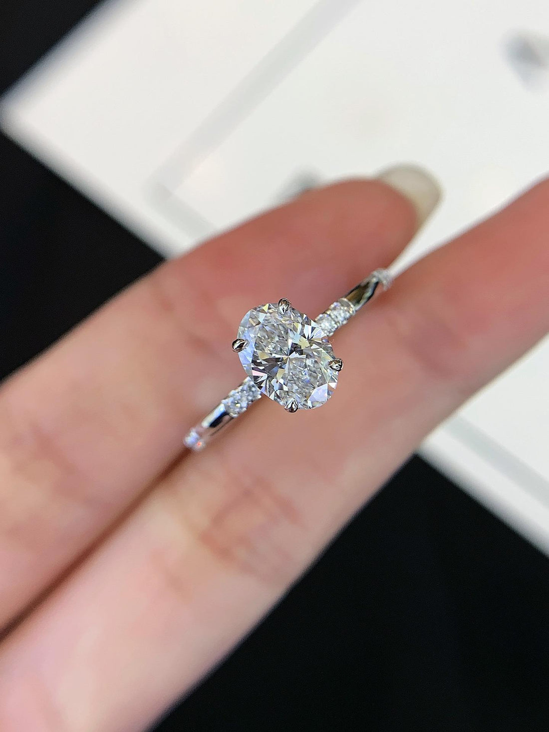 Effortlessly Hers — Oval Diamond Ring · White Gold Pavé Band
