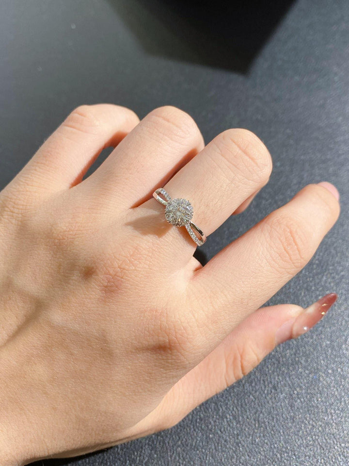 Brilliance From Every Angle — Round Halo Diamond Ring · White Gold Pavé