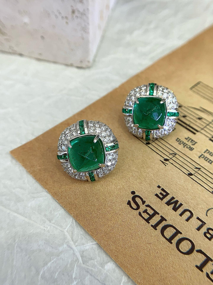 Something Green, Something Old — Emerald Halo Drop Earrings · Vintage Style