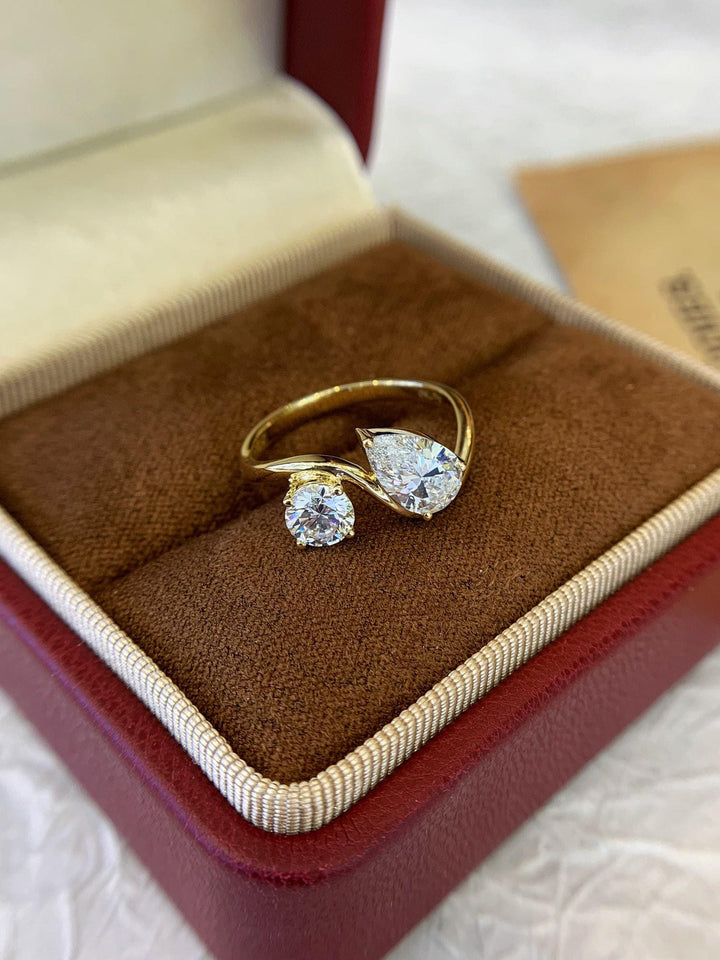 Two Stones, One Story — Toi et Moi Pear & Round Ring · Yellow Gold