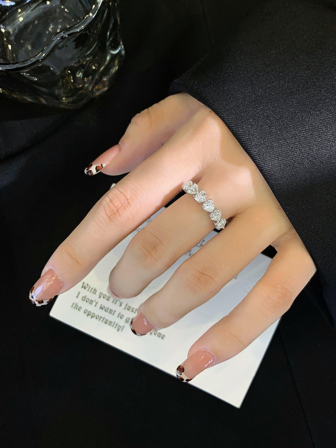 Love Set in Gold — Heart Diamond Anniversary Band · 14K White Gold