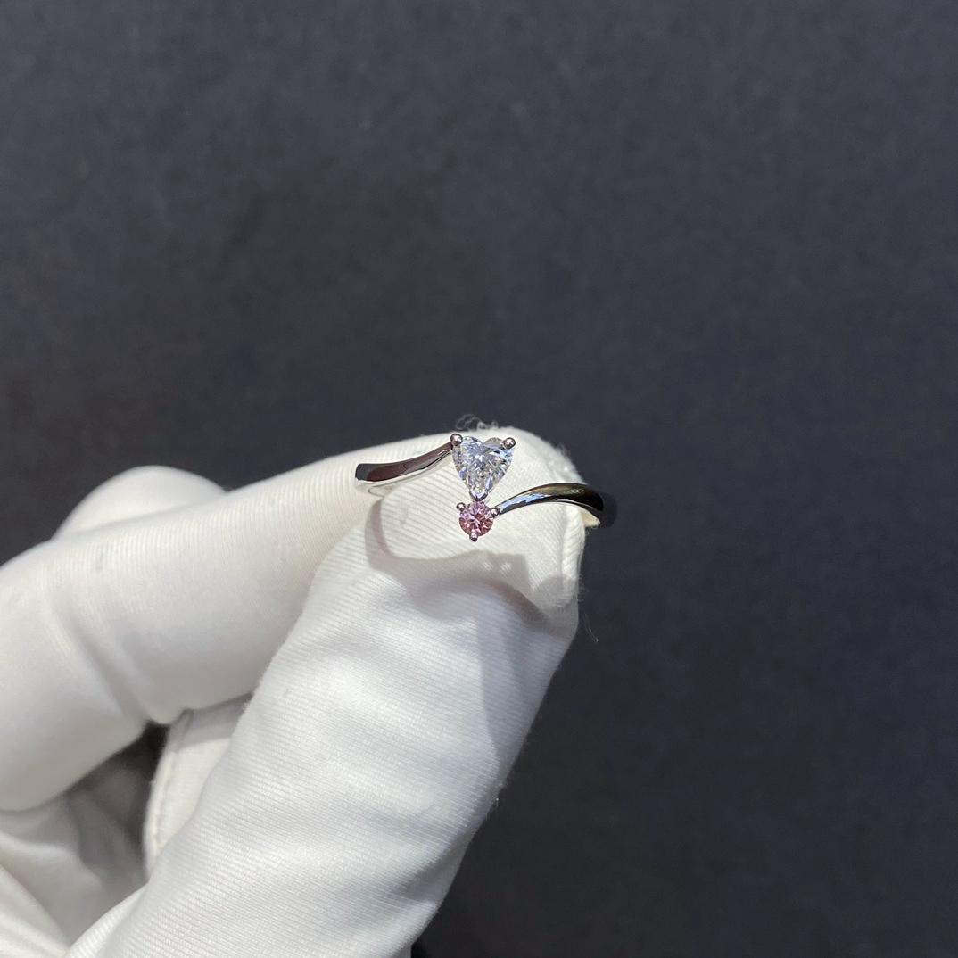 A Promise With Heart — Heart Diamond & Pink Accent Open Band Ring