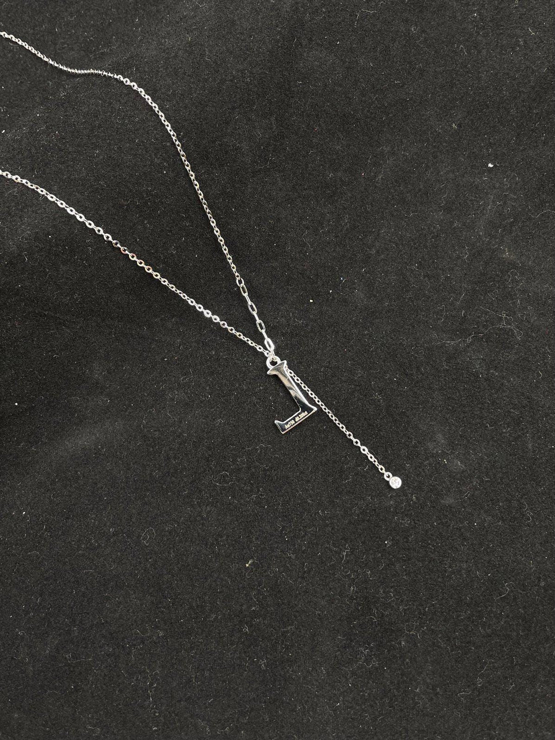 L, in Light — Diamond Lariat Initial Necklace · Minimalist