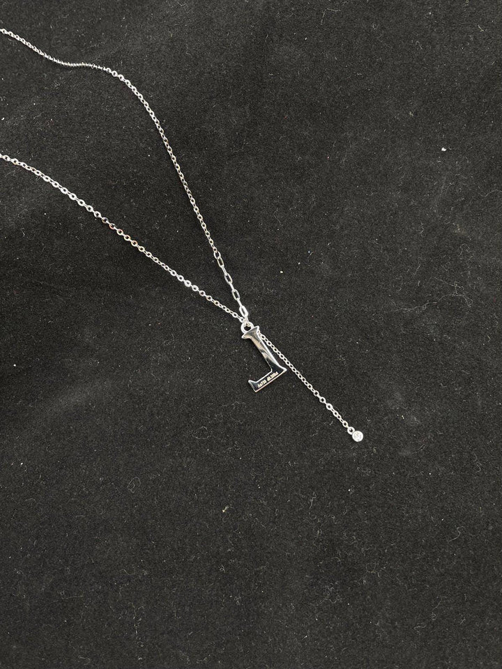 L, in Light — Diamond Lariat Initial Necklace · Minimalist