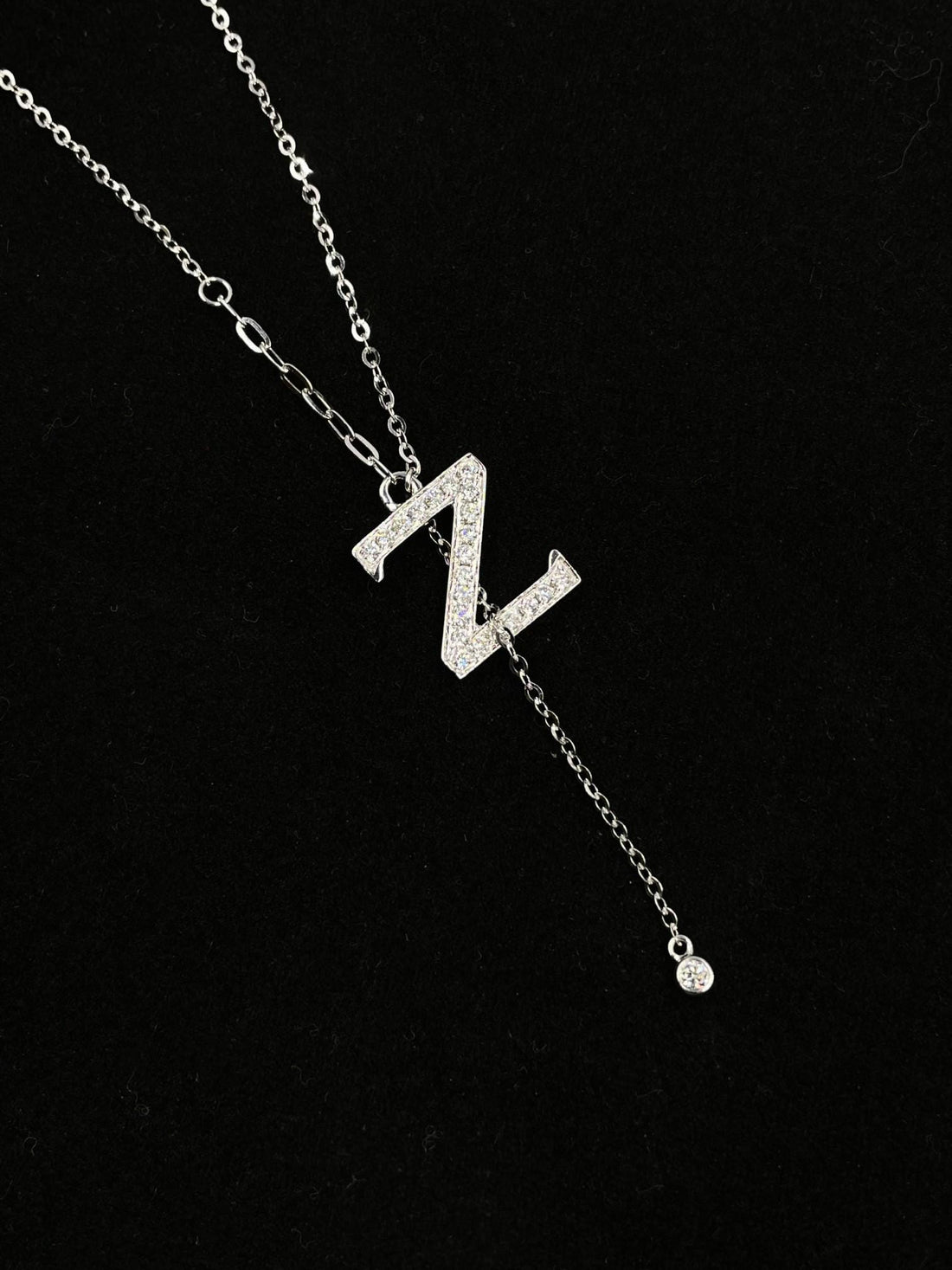 Z, for the One Who Stands Out — Diamond Lariat Initial Necklace · Minimal