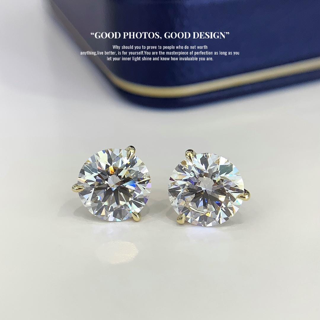 Bridal Architecture — Emerald Cut Diamond Studs · Sterling Silver