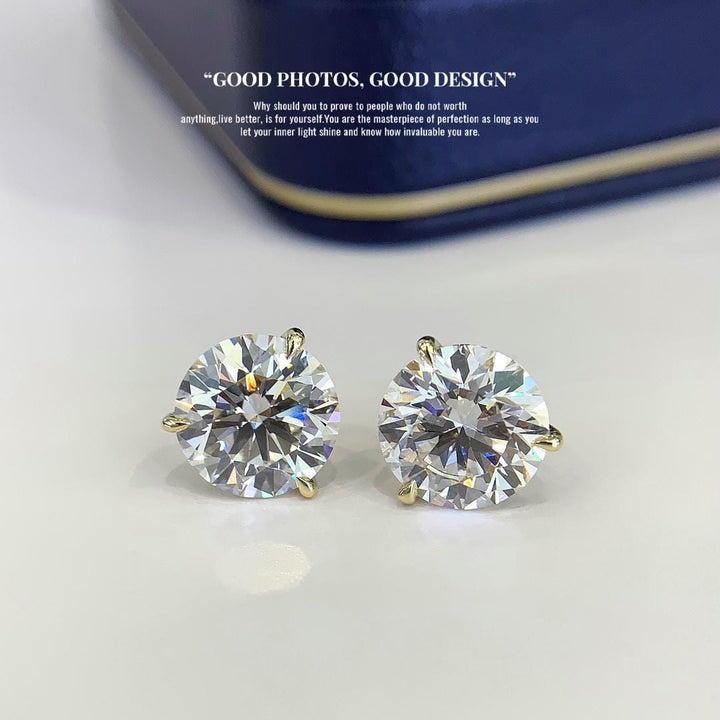 Bridal Architecture — Emerald Cut Diamond Studs · Sterling Silver