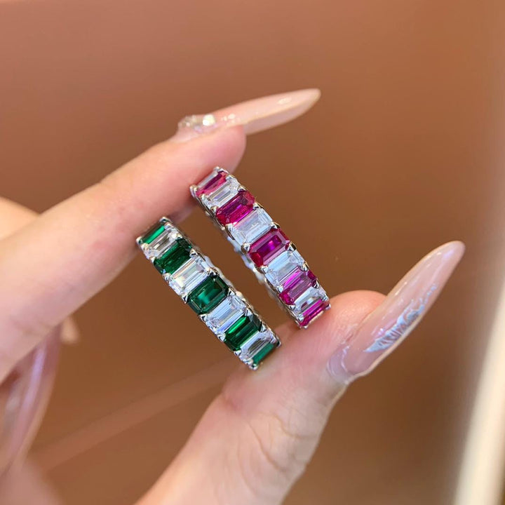 Stack in Color — Lab Emerald & Ruby Eternity Band · Stackable