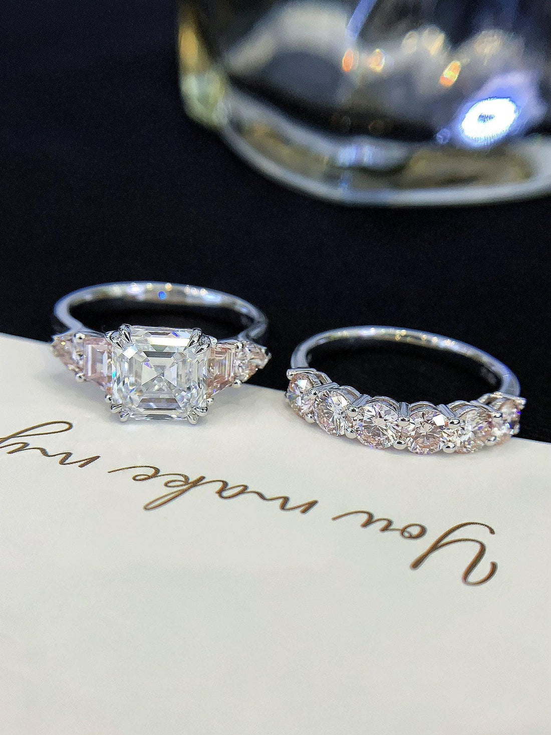 The Art Deco Love Story — Asscher Diamond Bridal Set · 14K White Gold