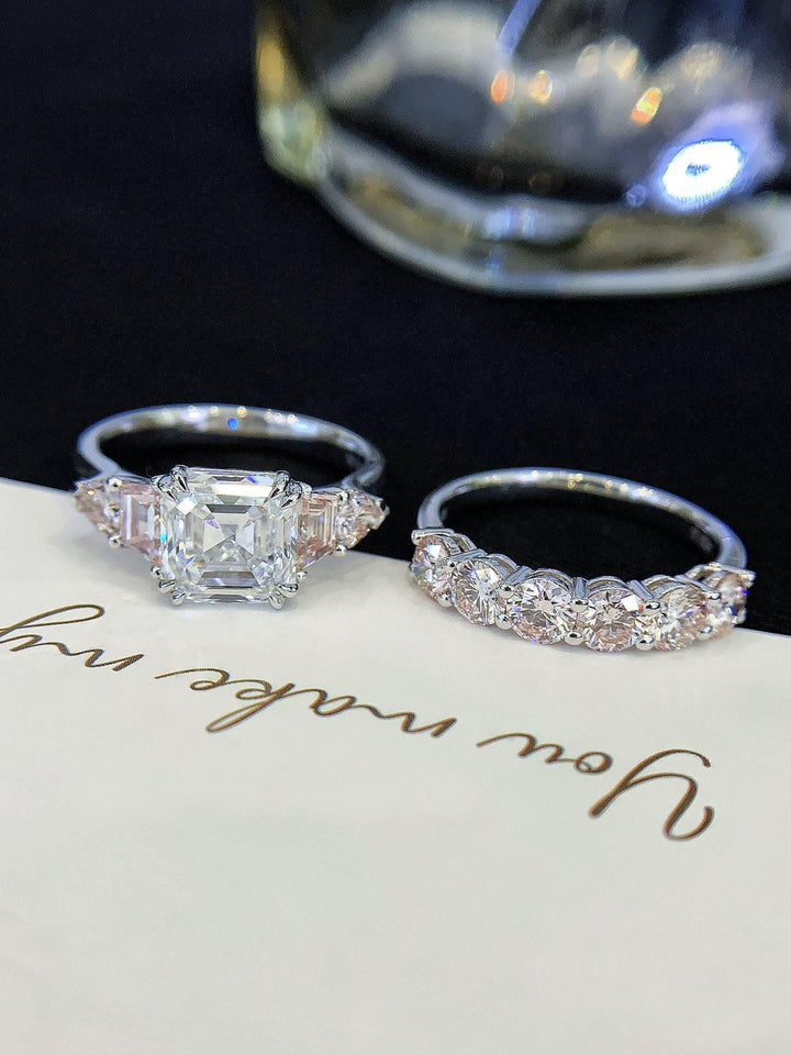 The Art Deco Love Story — Asscher Diamond Bridal Set · 14K White Gold