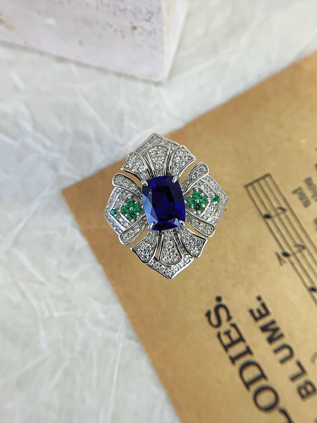 The Handmade Heirloom — Art Deco Sapphire Ring · Emerald Diamond Accent